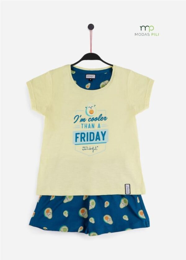 PIJAMA NIÑA 55735 AMARILLO - Imagen 2
